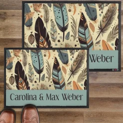 Bedruckte Fußmatten im Boho-Stil mit Text - verschiedene Motive zur Auswahl