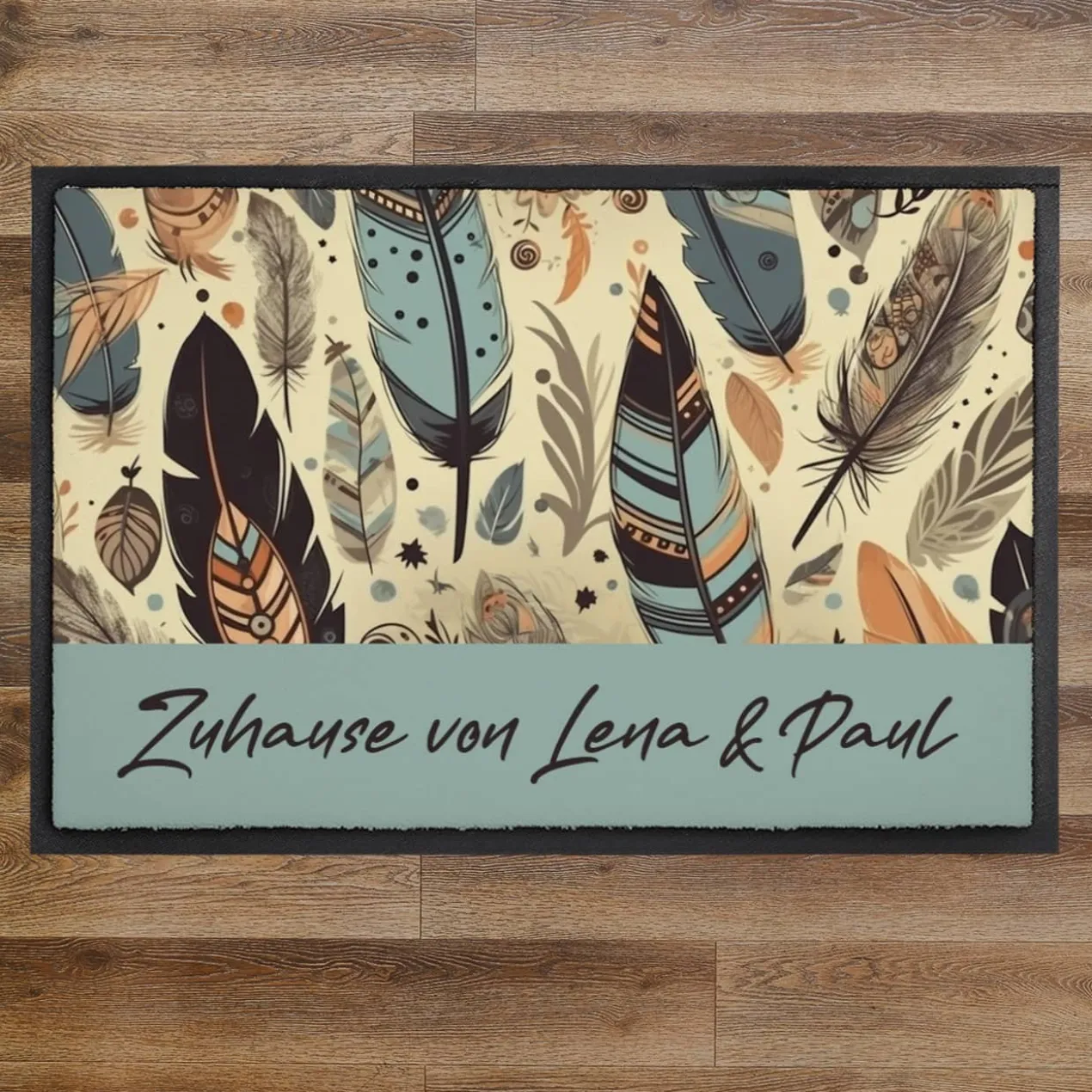 Bedruckte Fußmatten im Boho-Stil mit Text - verschiedene Motive zur Auswahl
