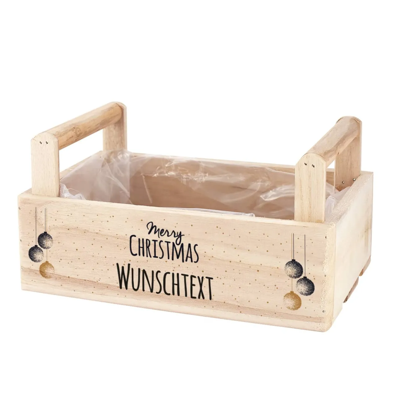 Bedruckte Holzkiste mit 2 Griffen zu Weihnachten