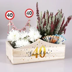 Bedruckte Holzkiste zum Geburtstag als Geldgeschenk oder Dekoration
