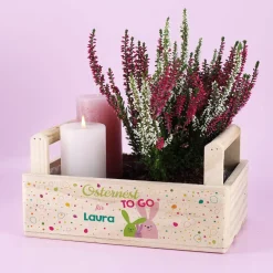 Bedruckte Holzkiste zu Ostern als Osternest to go