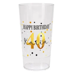 Bedruckter Stapelbecher zum Geburtstag mit Name und Alter