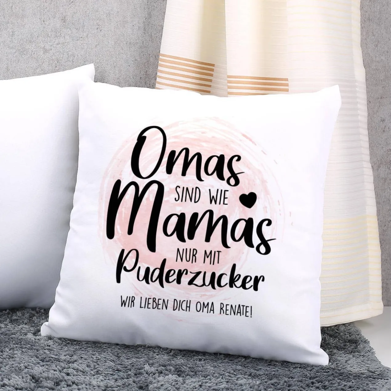 Bedrucktes Kissen für Oma mit Ihrem Wunschtext