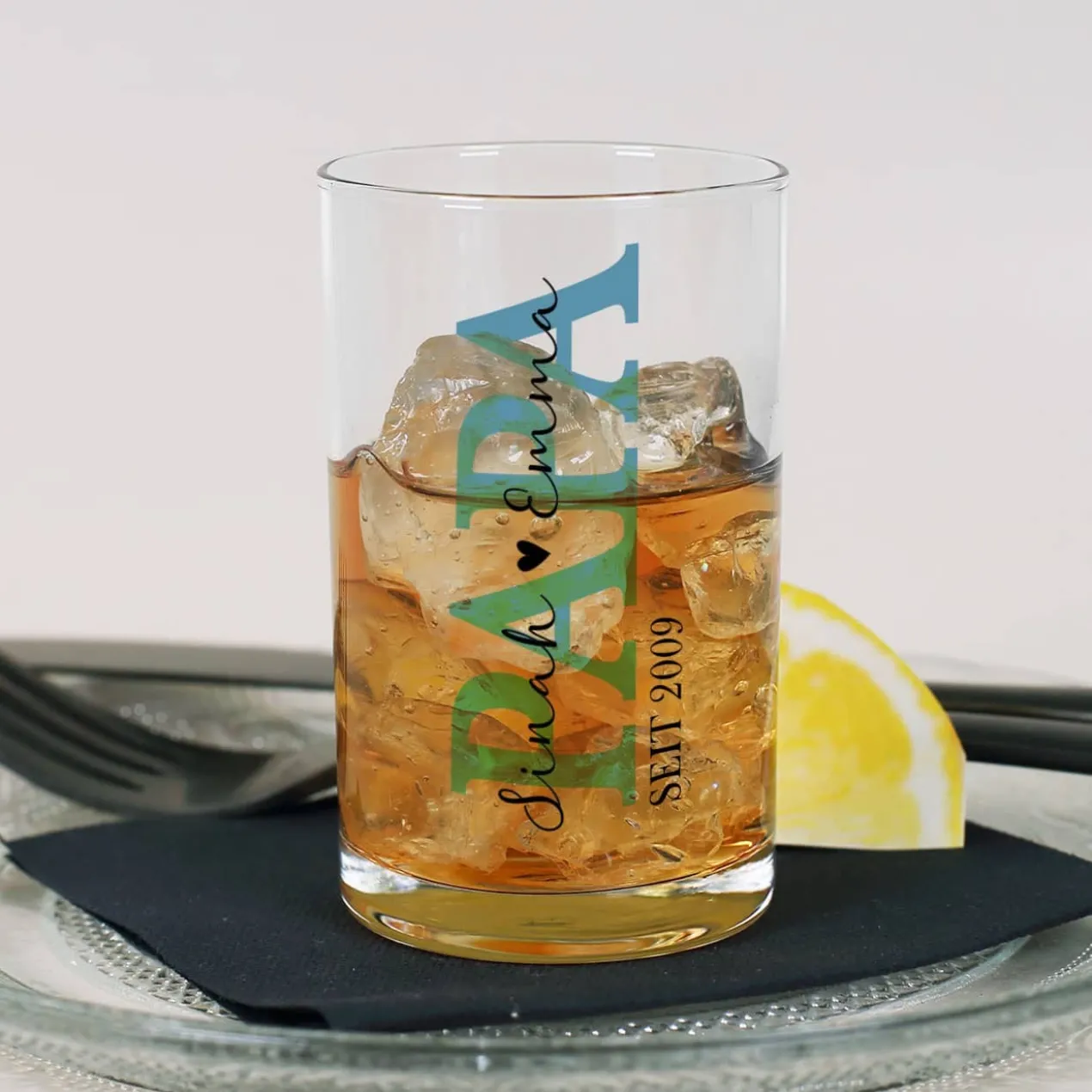 Bedrucktes Schnapsglas mit Ihrem Wunschnamen - Papa seit...