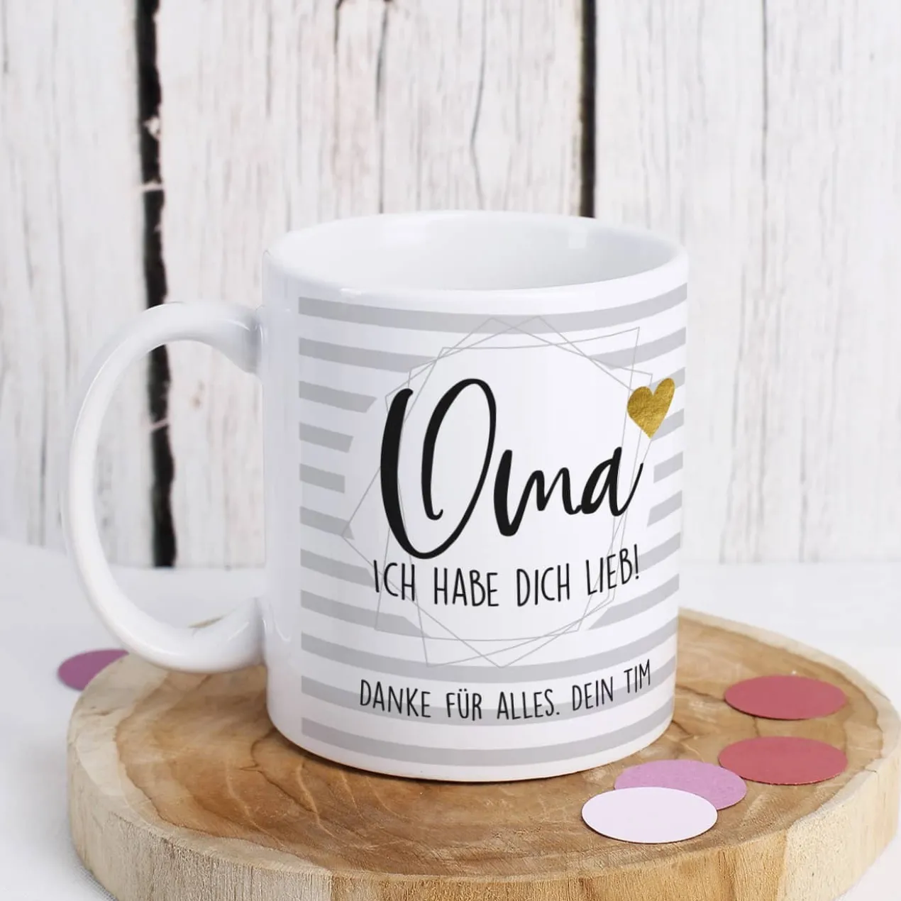 Bedruckte Tasse - Oma wir haben dich lieb - mit Wunschtext
