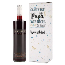 Bedruckte Verpackung mit BREE Weinflasche - für Papas zum Vatertag mit Wunschtext