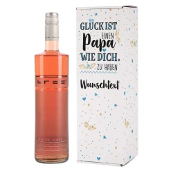 Bedruckte Verpackung mit BREE Weinflasche - für Papas zum Vatertag mit Wunschtext
