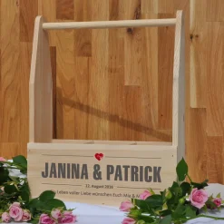 bedruckte Wein-Kiste aus Holz für 3 Flaschen zur Hochzeit