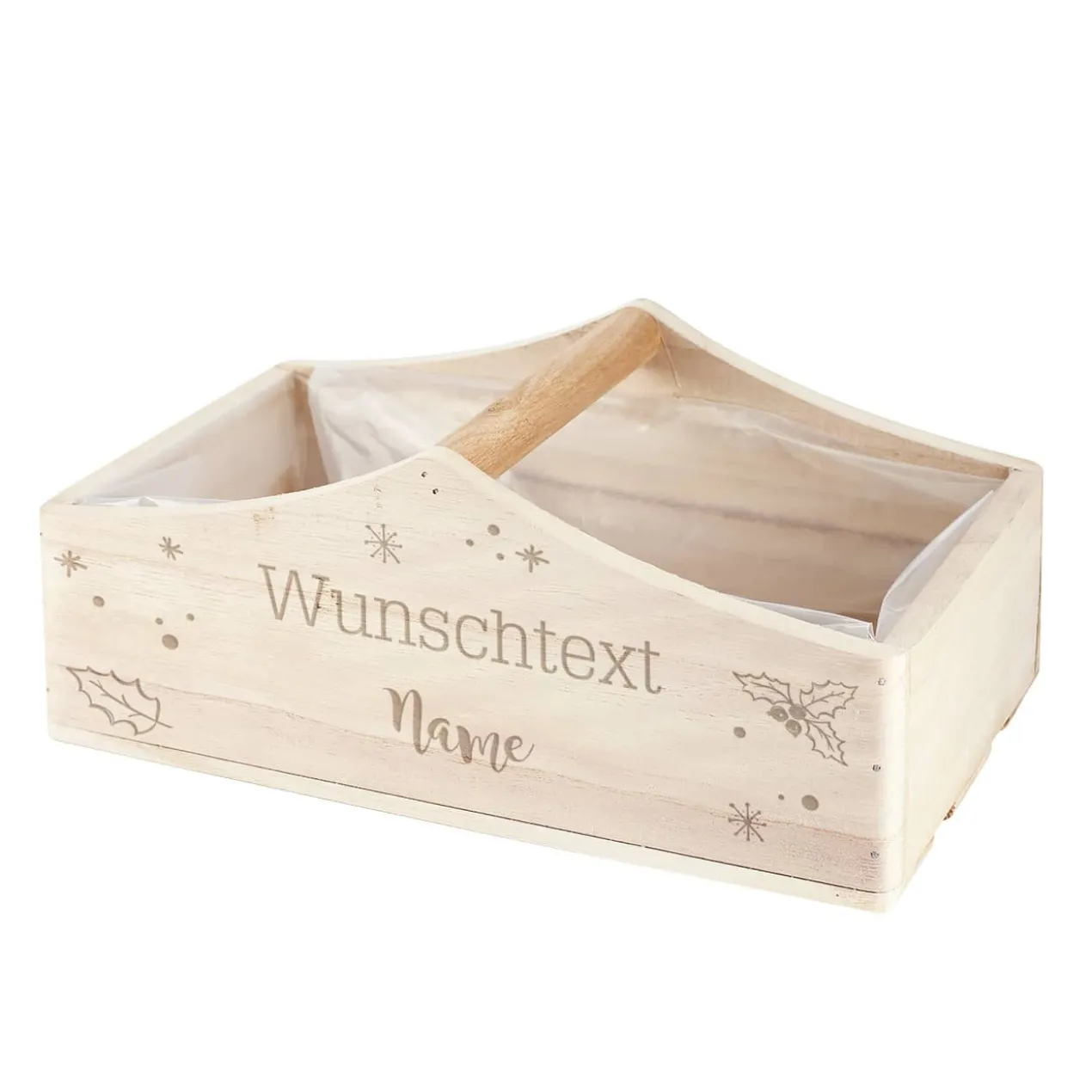 Bepflanzbare Holzkiste zu Weihnachten mit persönlicher Gravur