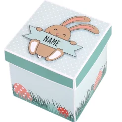 Überraschungsbox zu Ostern mit niedlichem Osterhasen und Ihrem Wunschnamen