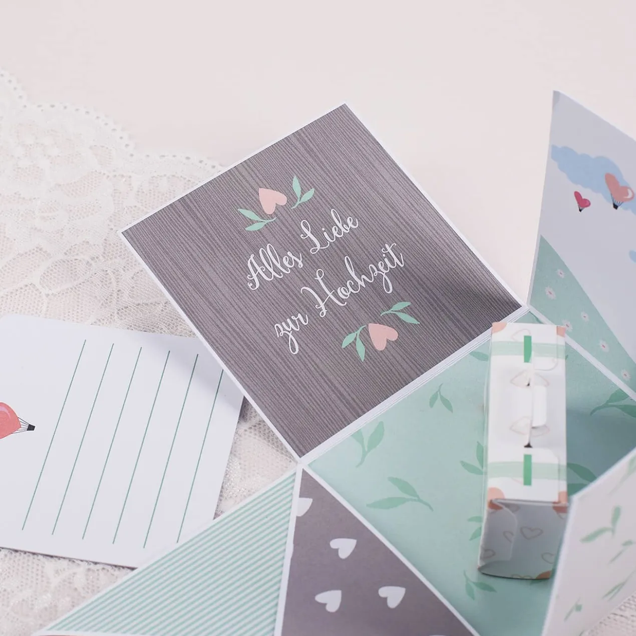 Überraschungsbox zur Hochzeit für Geldgeschenk, Gutscheine und Glückwünsche