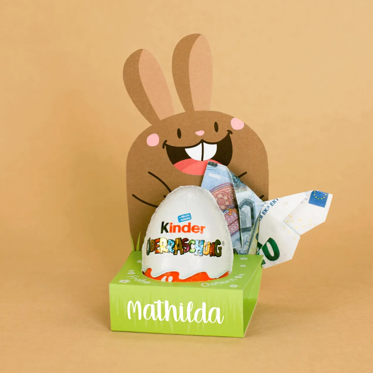 Überraschungsei mit personalisierter Geschenkverpackung zu Ostern | Osterhase "Frohe Ostern"