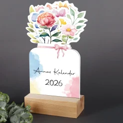 Besonderer Blumenstraußkalender im Watercolor-Stil mit Wunschtext