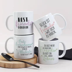 Beste Freundinnen Tasse mit auswählbaren Figuren und Sprüchen