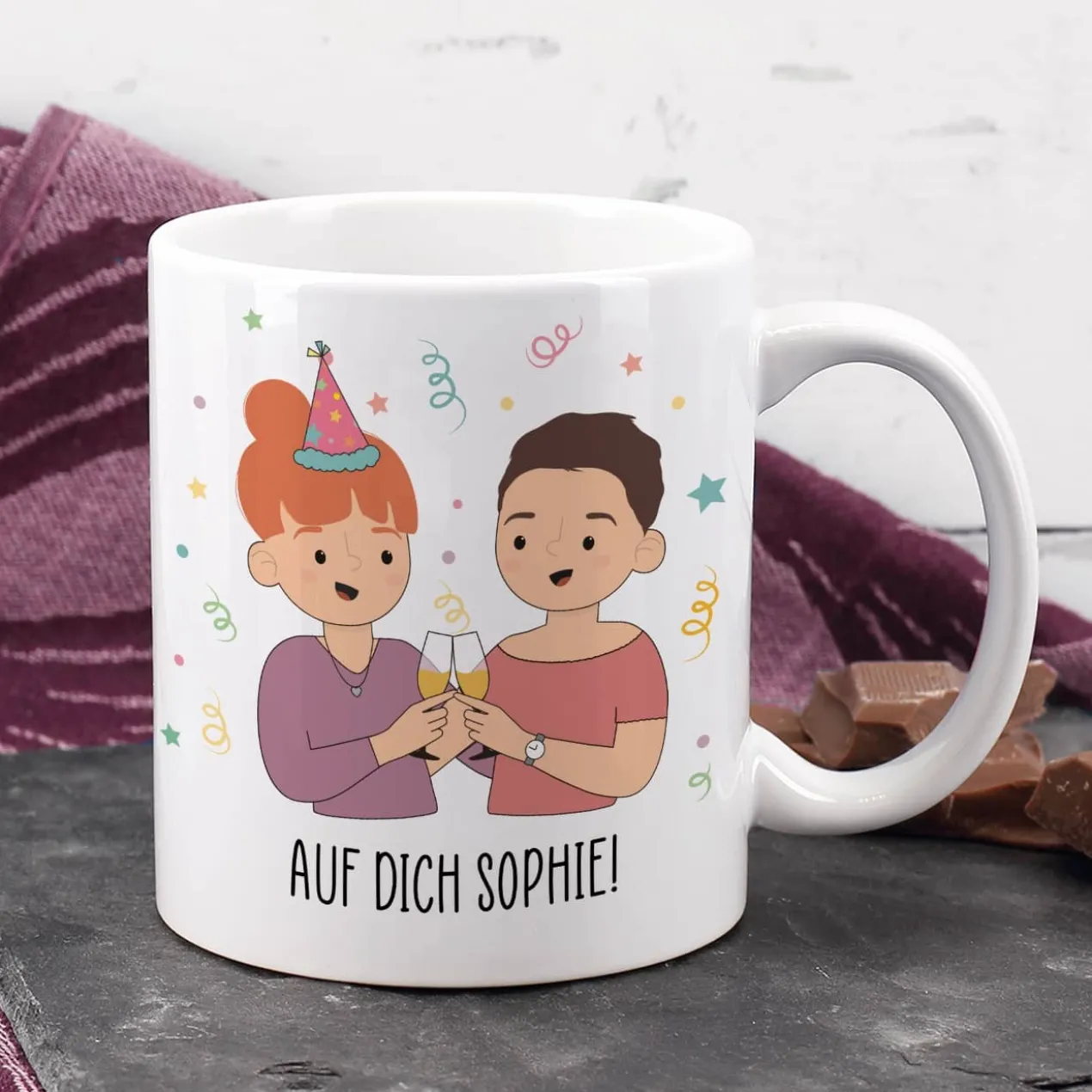 Beste Freundinnen Tasse mit auswählbaren Figuren und Sprüchen