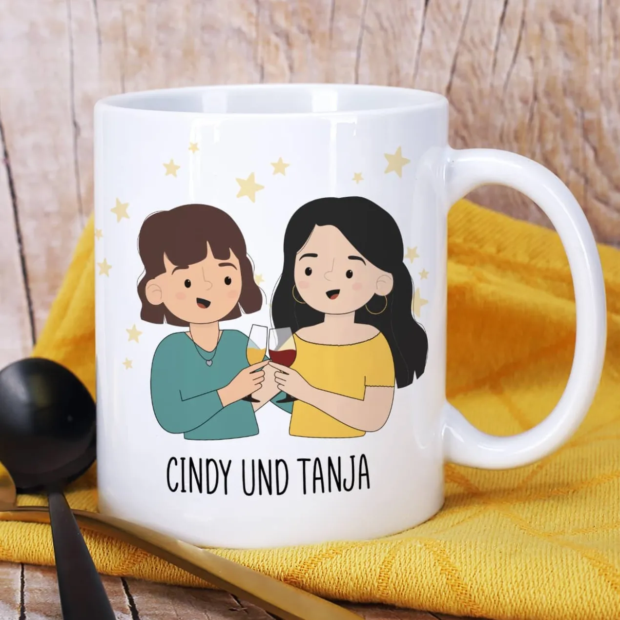 Beste Freundinnen Tasse mit auswählbaren Figuren und Sprüchen
