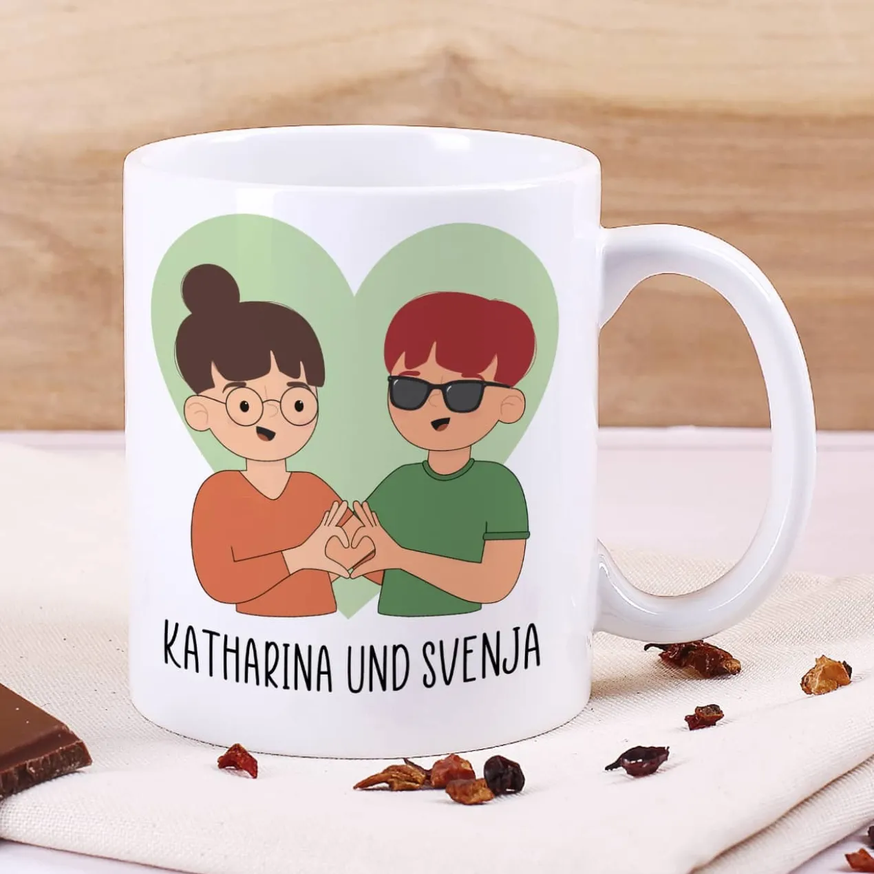 Beste Freundinnen Tasse mit auswählbaren Figuren und Sprüchen