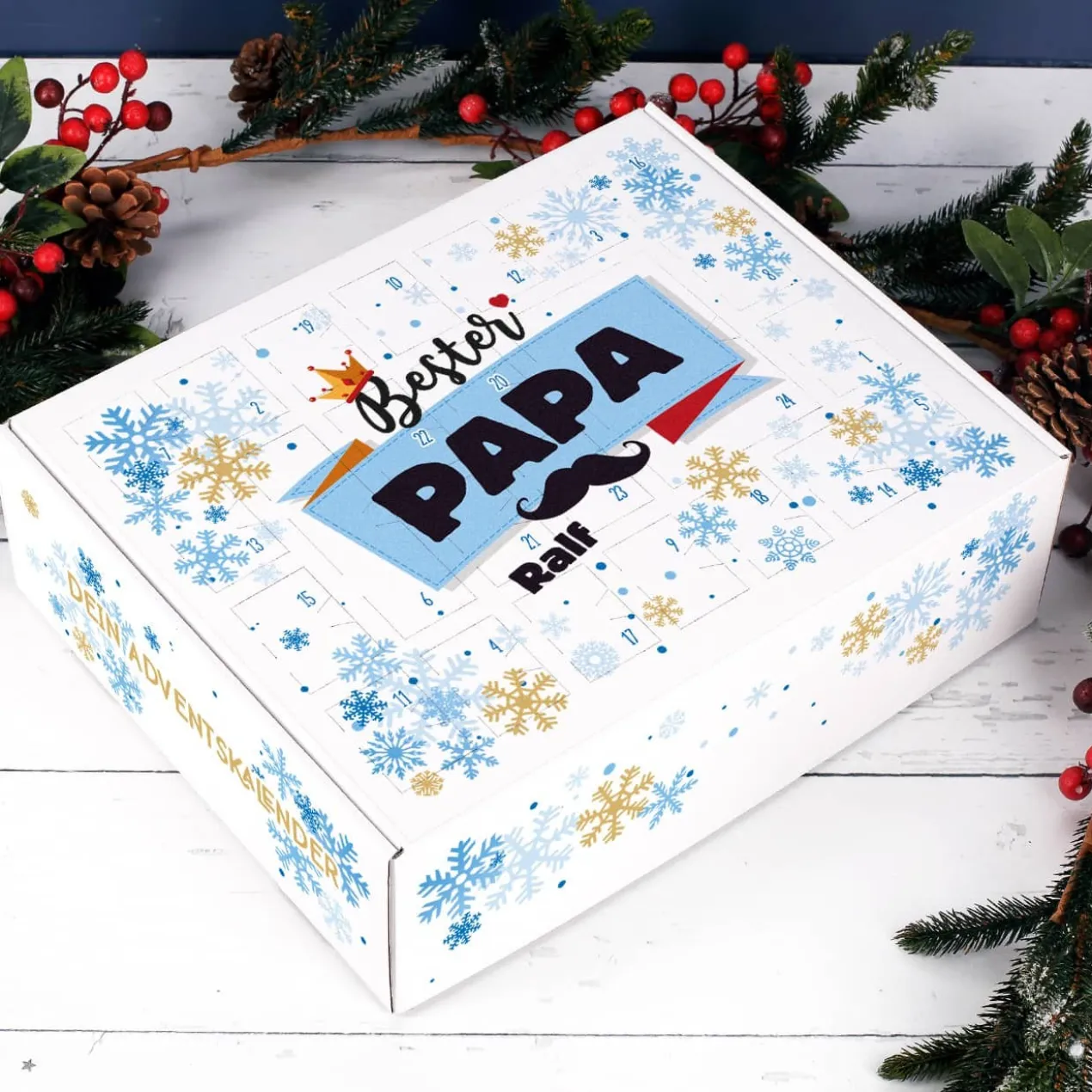 Bester Papa - Adventskalender zum selbst Befüllen mit Name