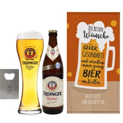 Beste Wünsche - Erdinger Geschenkset für Männer mit Wunschtext und Name | Mit oder ohne Alkohol