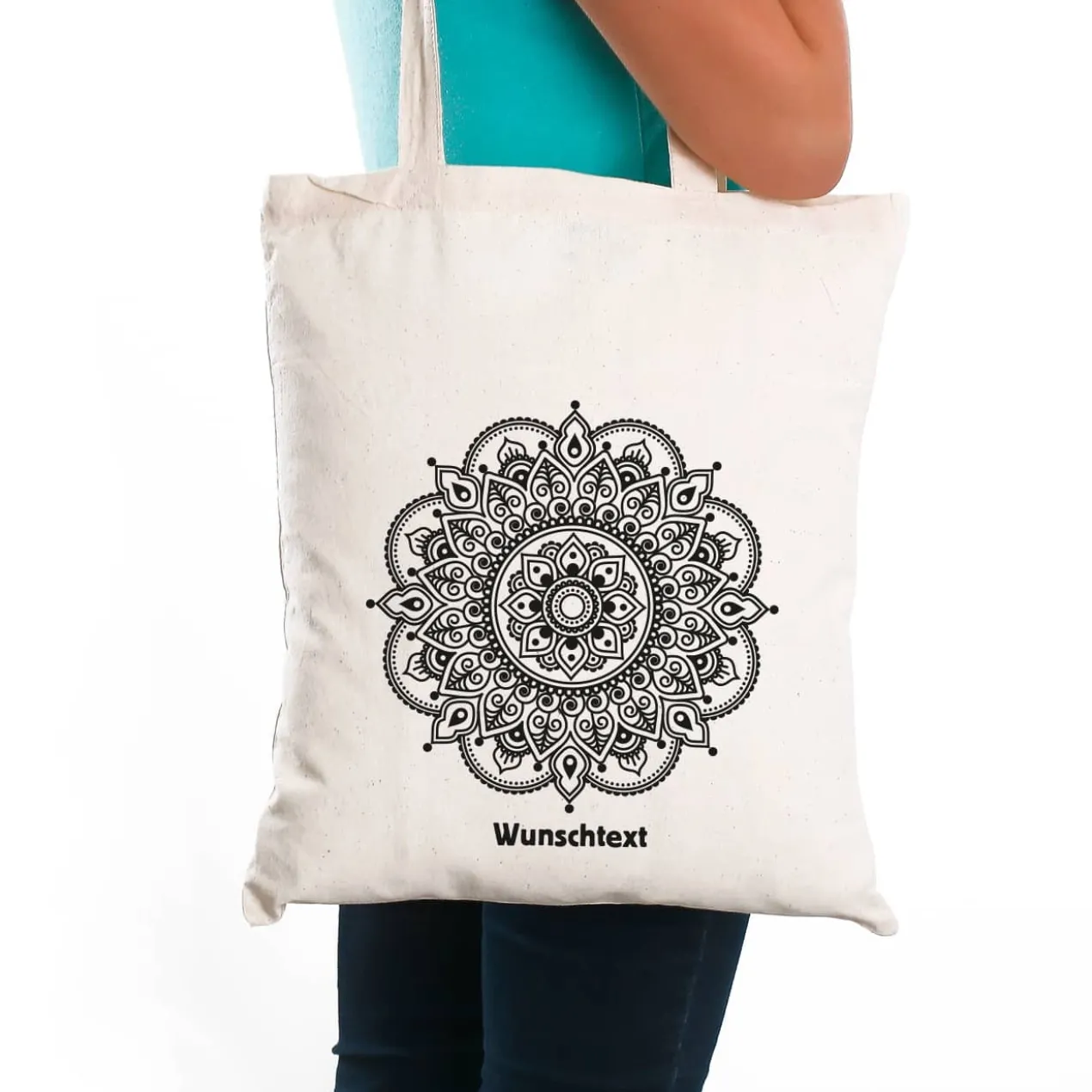 Beutel in 6 Farben mit Mandala und Wunschtext