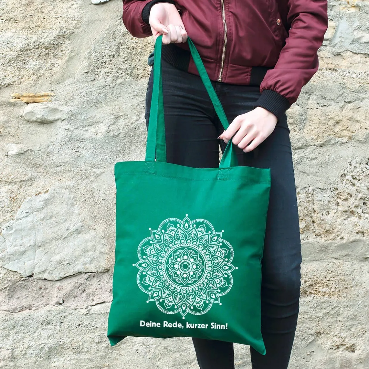 Beutel in 6 Farben mit Mandala und Wunschtext