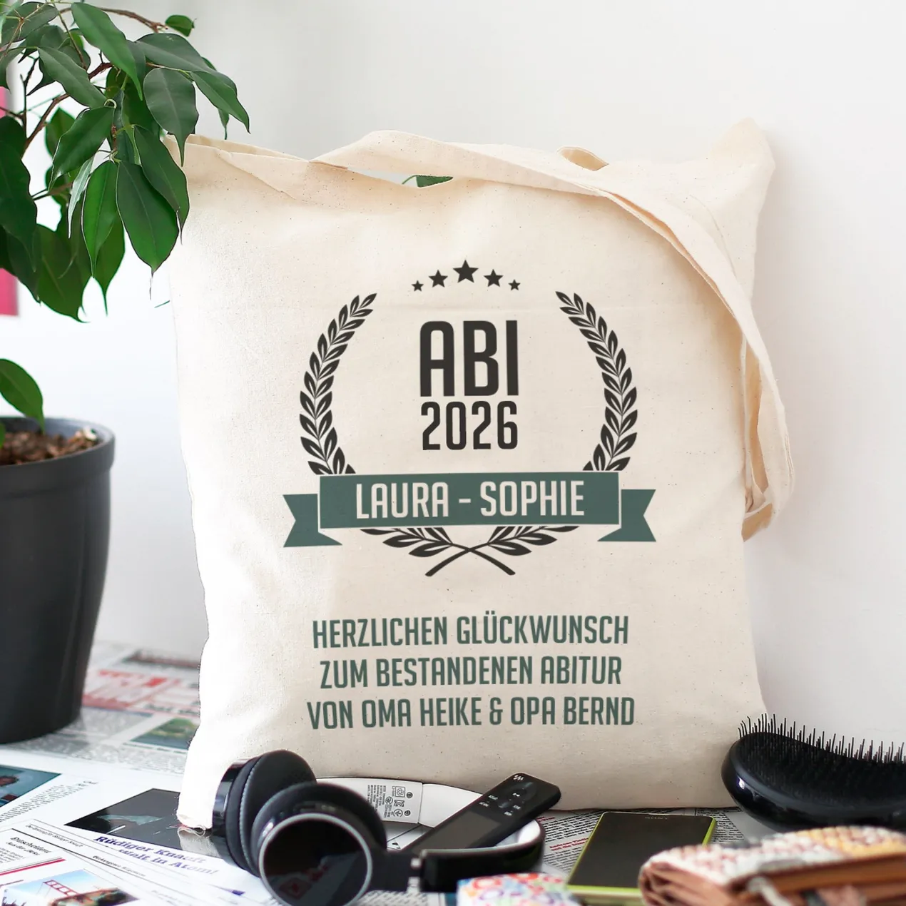 Beutel zum Abitur mit persönlichem Aufdruck | Abi-Beutel aus Baumwolle