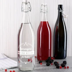 Bügelflasche mit 3 Zeilen Wunschtext