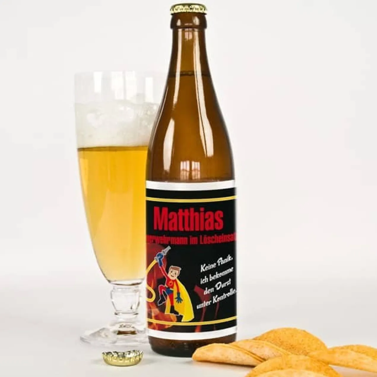 Bieraufkleber Feuerwehrmann mit Wunschname