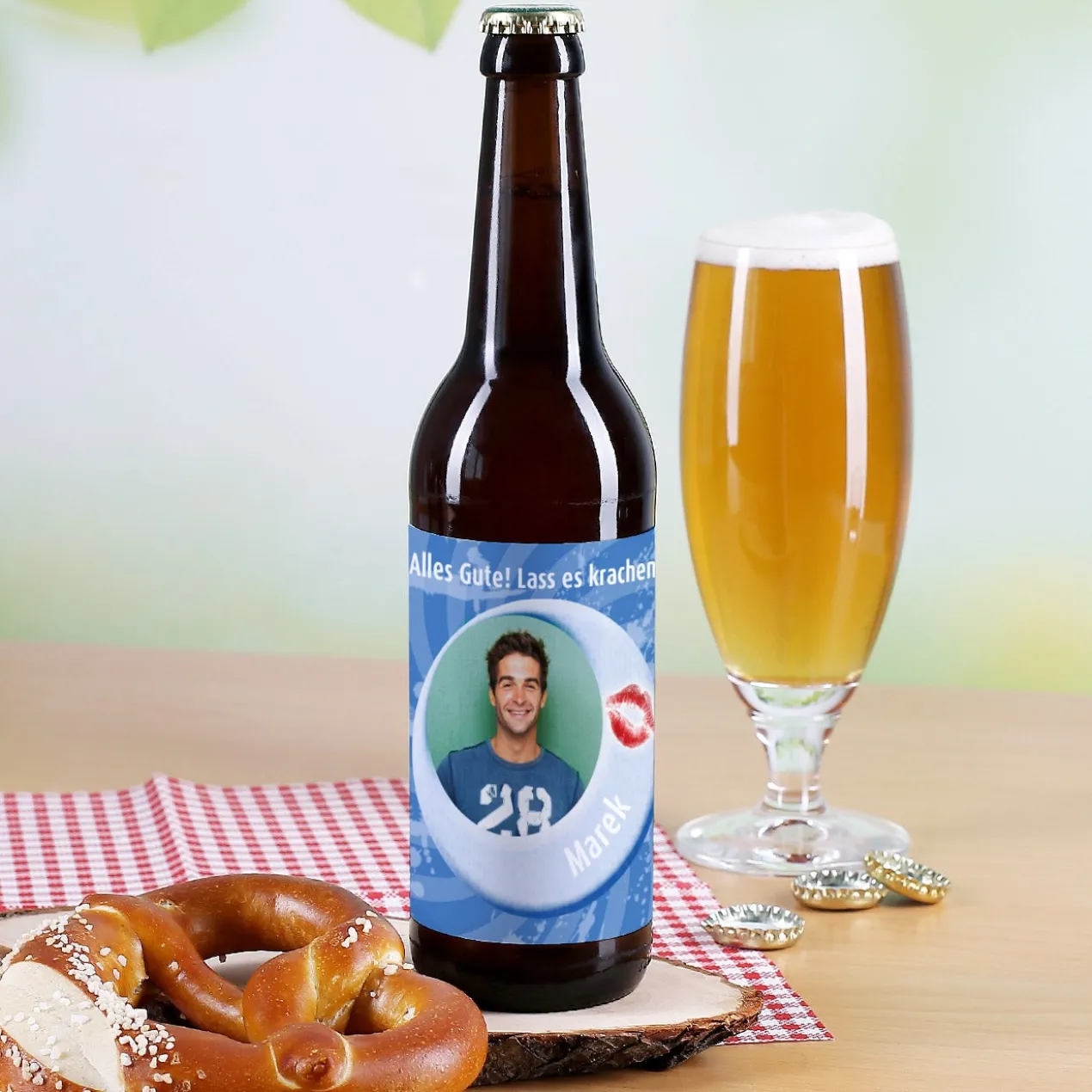 Bieraufkleber Partyspass mit Wunschname, Text und Bild