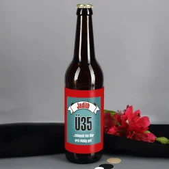 Bieraufkleber zum Geburtstag mit Wunschname und Alter