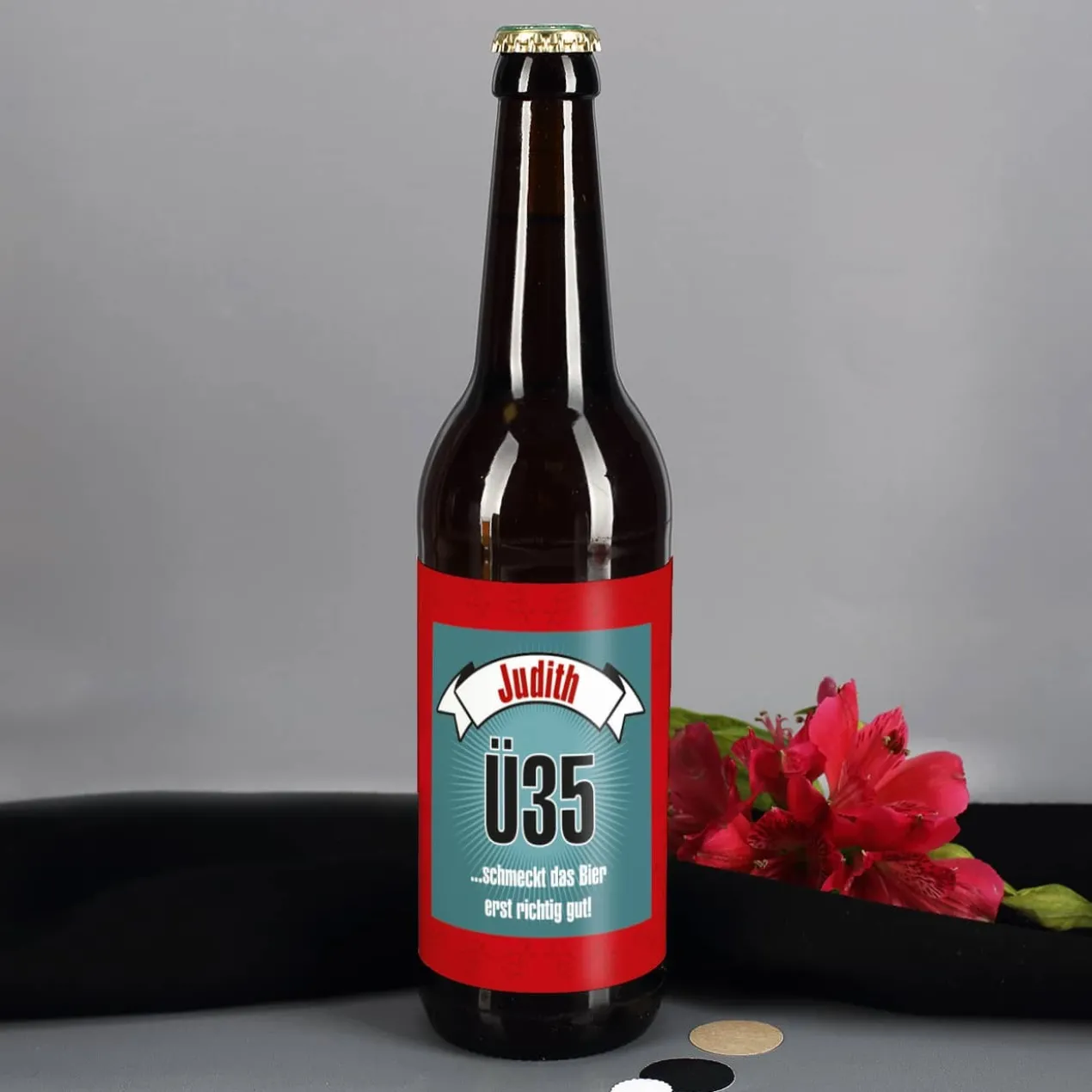 Bieraufkleber zum Geburtstag mit Wunschname und Alter