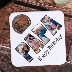 Bierdeckel-Flaschenöffner für den besten Papa mit Fotos