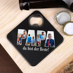 Bierdeckel-Flaschenöffner für den besten Papa mit Fotos