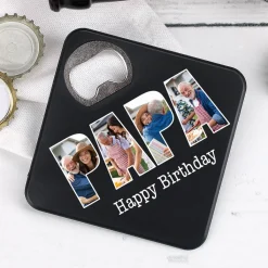 Bierdeckel-Flaschenöffner für den besten Papa mit Fotos