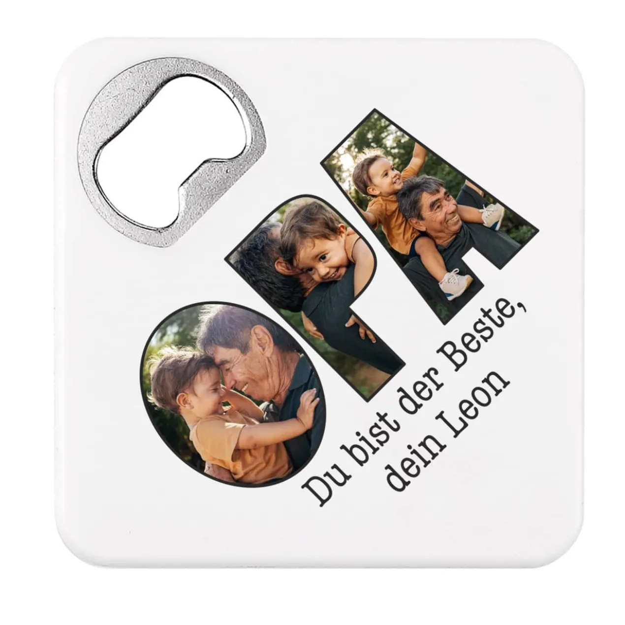 Bierdeckel-Flaschenöffner - Opa - mit Fotoaufdruck