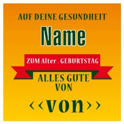Bieretikett zum Geburtstag mit Name, Alter & Gratulanten