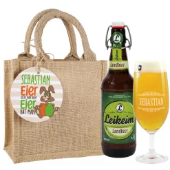 Bier-Geschenkset - Eier sucht man nicht - mit persönlichem Bierglas