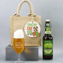 Bier-Geschenkset - Eier sucht man nicht - mit persönlichem Bierglas