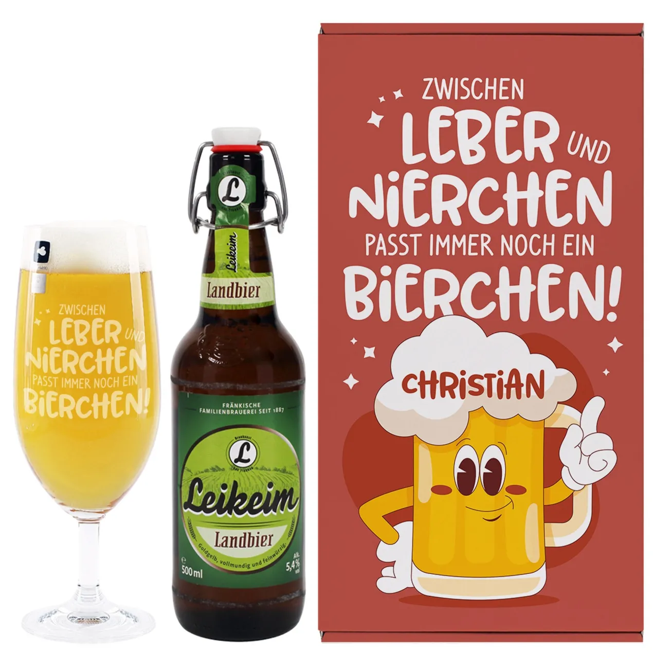 Bier Geschenkset für Männer | Personalisiert mit Getränkewahl | Zwischen Leber und Nierchen…