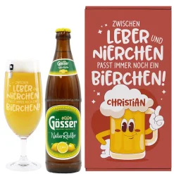 Bier Geschenkset für Männer | Personalisiert mit Getränkewahl | Zwischen Leber und Nierchen…