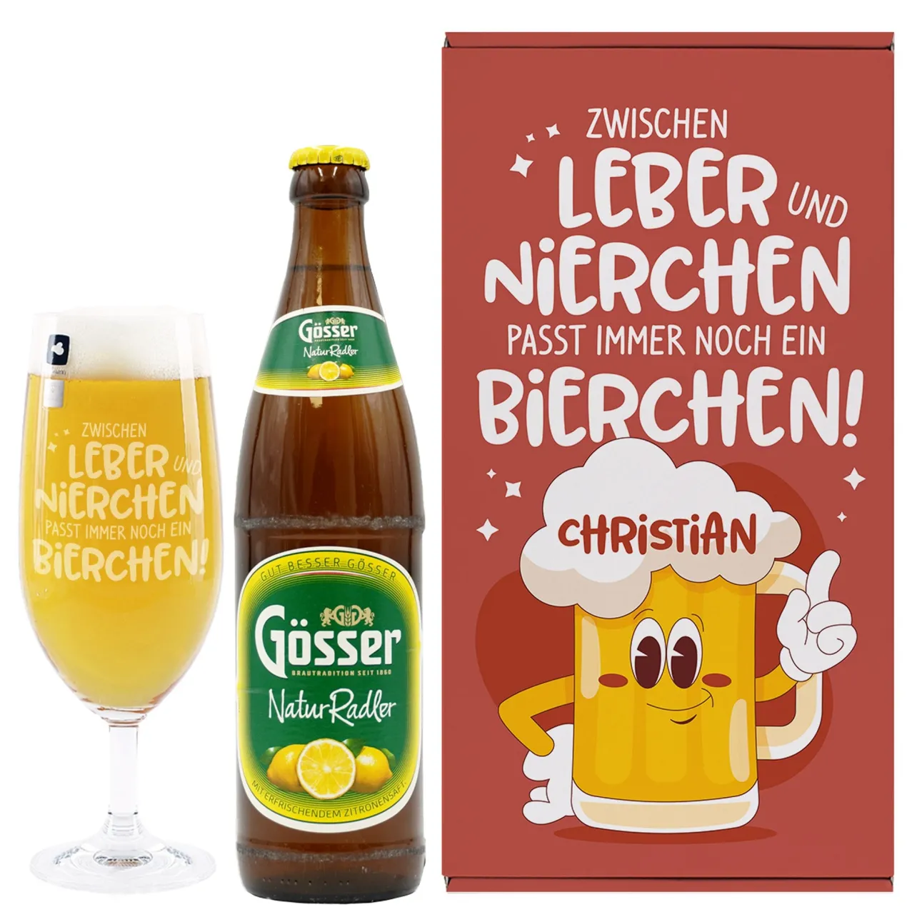 Bier Geschenkset für Männer | Personalisiert mit Getränkewahl | Zwischen Leber und Nierchen…
