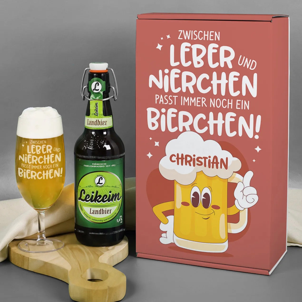 Bier Geschenkset für Männer | Personalisiert mit Getränkewahl | Zwischen Leber und Nierchen…
