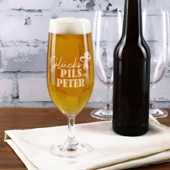 Bierglas - Glückspils - mit Namensgravur