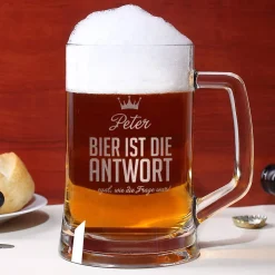 Bierglas mit Gravur - Bier ist die Antwort
