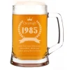 Bierglas mit Name, Geburtsjahr und Wunschtext