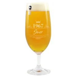 Bierglas von Leonardo mit Name & Geburtsjahr graviert | Pils Glas als Geburtstagsgeschenk für Männer