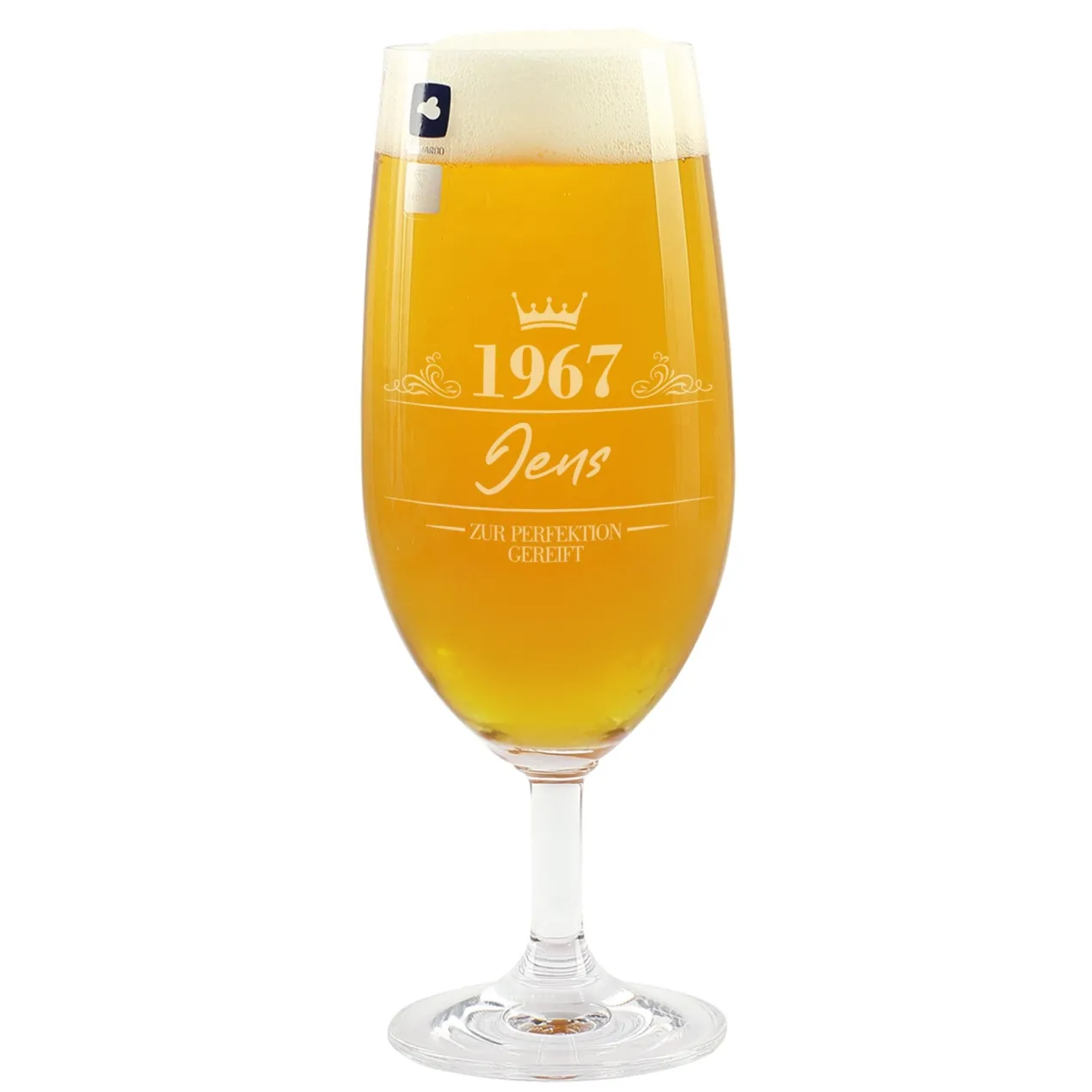 Bierglas von Leonardo mit Name & Geburtsjahr graviert | Pils Glas als Geburtstagsgeschenk für Männer