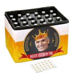 Bierkasten-Banderole zum Vatertag mit Foto, Name, Wunschtext & Aufklebern