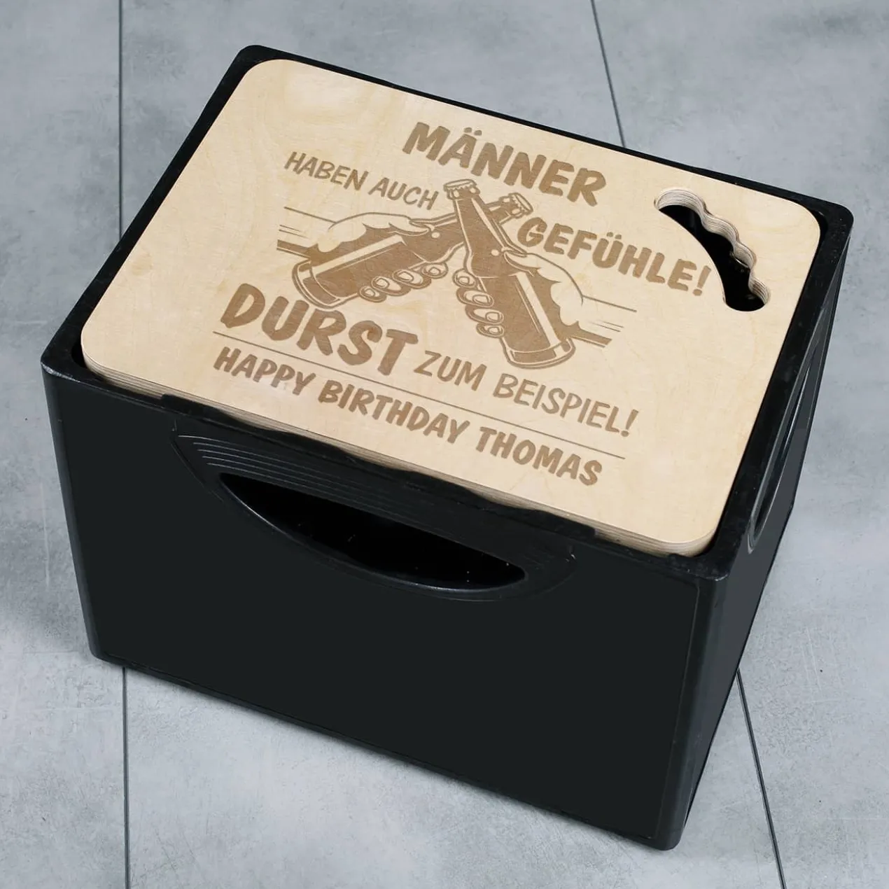 Bierkastendeckel - Männer haben auch Gefühle! - mit Ihrem Wunschtext