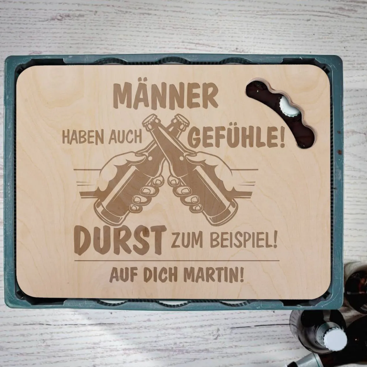 Bierkastendeckel - Männer haben auch Gefühle! - mit Ihrem Wunschtext
